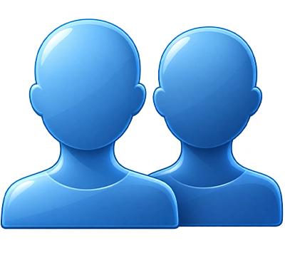 Two blue, generic human silhouettes side by side on a white background.